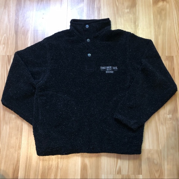 Vintage Hard Rock Cafe Chicago 1/4-Snap Fleece - Picture 1 of 8